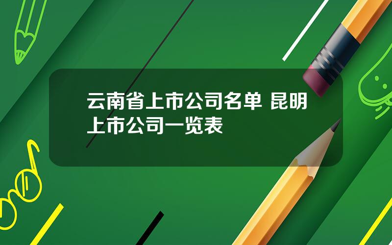 云南省上市公司名单 昆明上市公司一览表